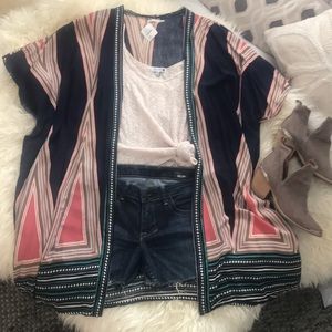 NWT Free People Navy print Kimono